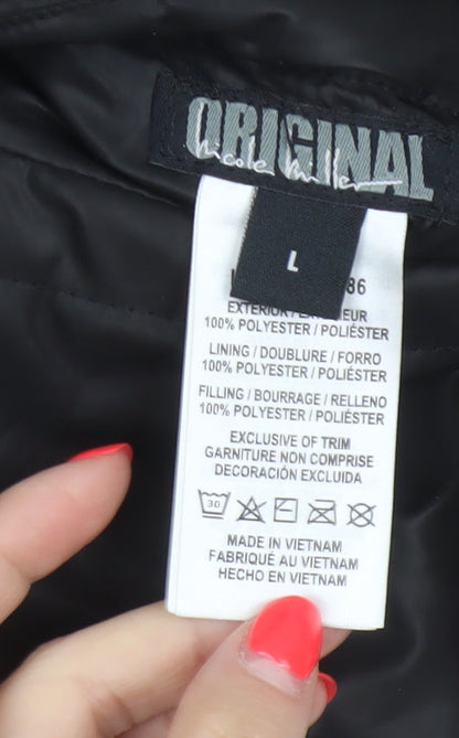 Original Women’s Black L Quilted Puffer Bodywarmer Fur Trim