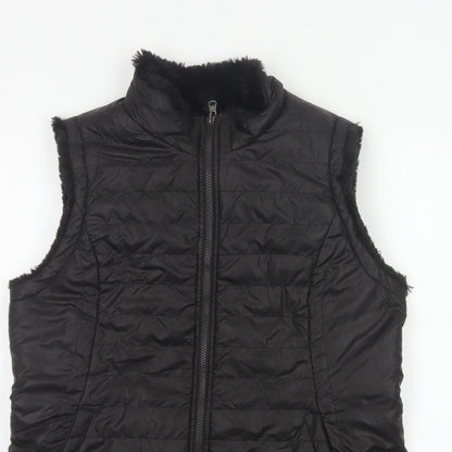 Original Women’s Black L Quilted Puffer Bodywarmer Fur Trim
