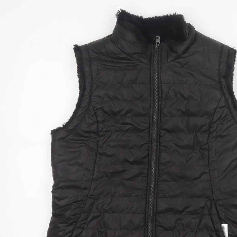 Original Women’s Black L Quilted Puffer Bodywarmer Fur Trim