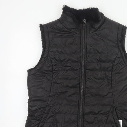 Original Women’s Black L Quilted Puffer Bodywarmer Fur Trim
