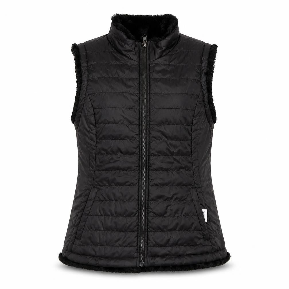 Original Women’s Black L Quilted Puffer Bodywarmer Fur Trim
