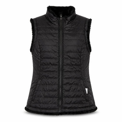 Original Women’s Black L Quilted Puffer Bodywarmer Fur Trim