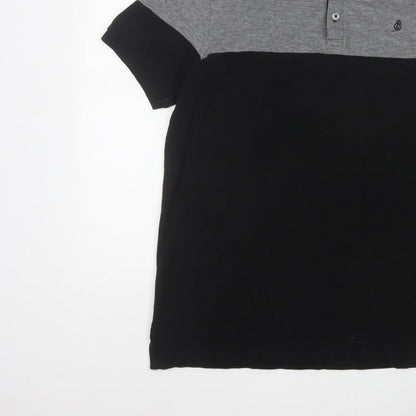 Burton Mens Black Grey Colourblock Cotton Polo Shirt Size L
