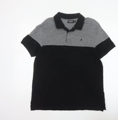 Burton Mens Black Grey Colourblock Cotton Polo Shirt Size L