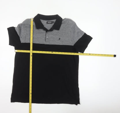 Burton Mens Black Grey Colourblock Cotton Polo Shirt Size L