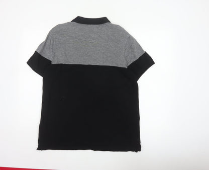 Burton Mens Black Grey Colourblock Cotton Polo Shirt Size L