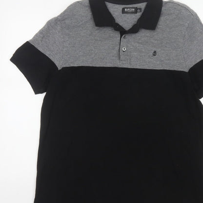 Burton Mens Black Grey Colourblock Cotton Polo Shirt Size L