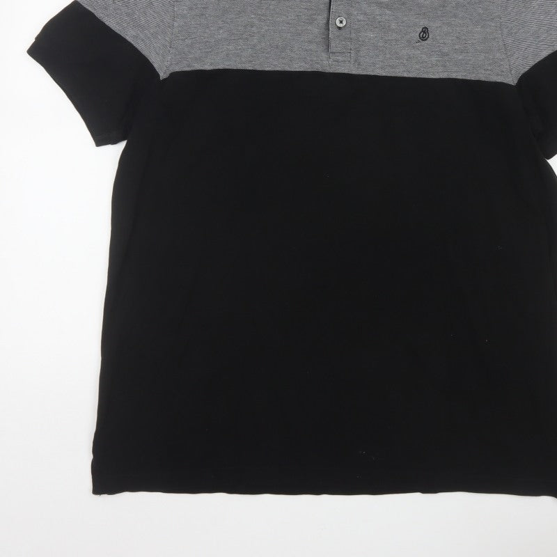 Burton Mens Black Grey Colourblock Cotton Polo Shirt Size L