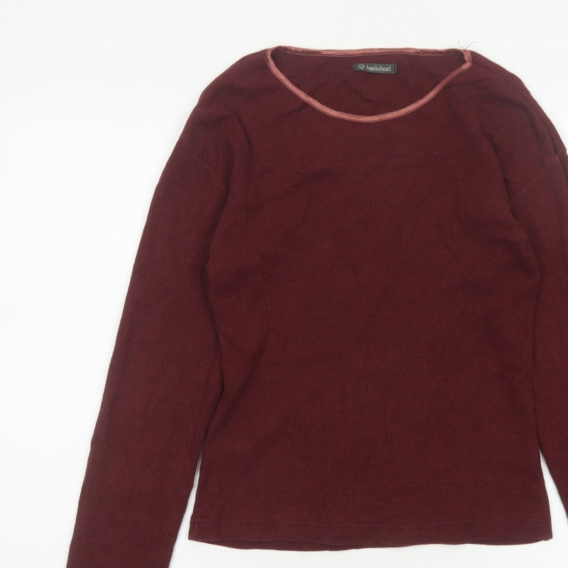 Hawkshead Women’s Brown M Ribbed Long Sleeve Basic Jersey T-Shirt