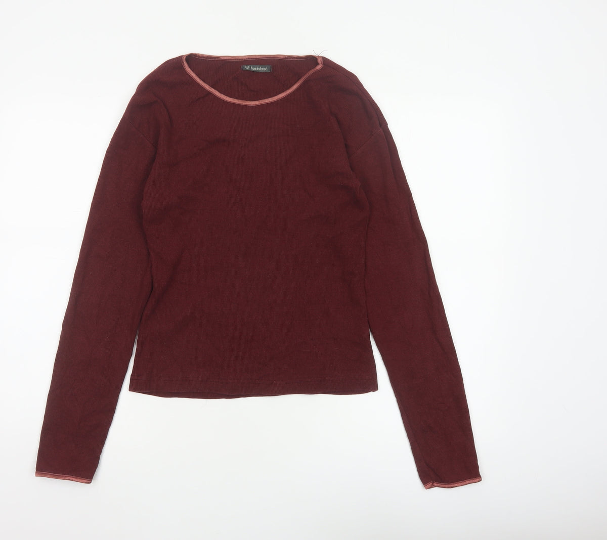 Hawkshead Women’s Brown M Ribbed Long Sleeve Basic Jersey T-Shirt