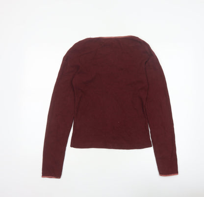 Hawkshead Women’s Brown M Ribbed Long Sleeve Basic Jersey T-Shirt