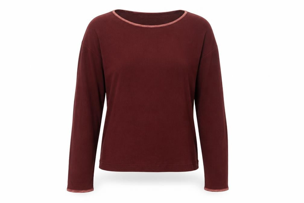 Hawkshead Women’s Brown M Ribbed Long Sleeve Basic Jersey T-Shirt