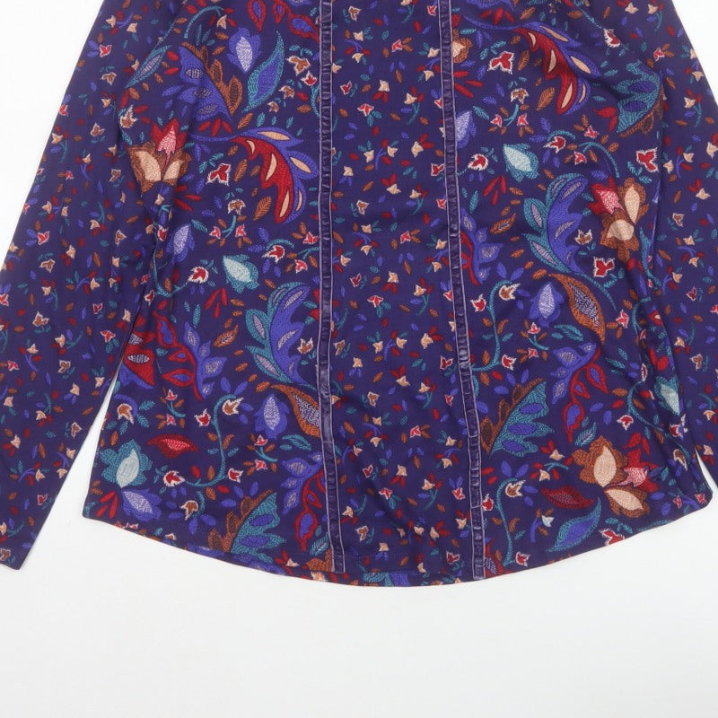 Country Rose Women’s Blue Floral Long Sleeve Blouse Size S