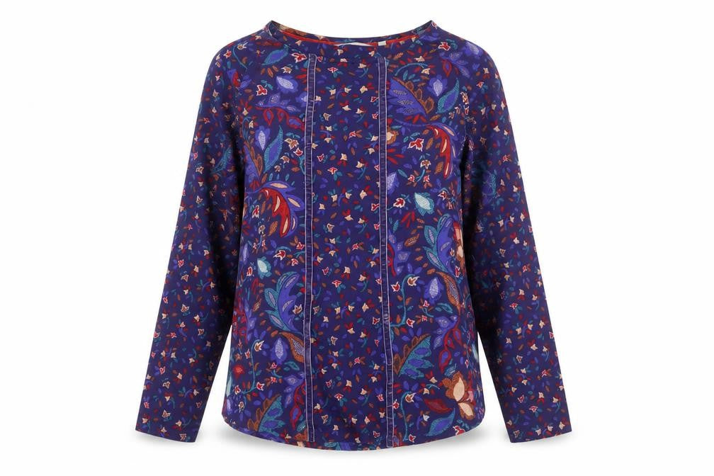 Country Rose Women’s Blue Floral Long Sleeve Blouse Size S
