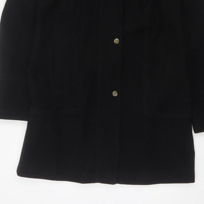 Oasis Women’s Black M Long Hooded Faux Fur Trim Parka Coat
