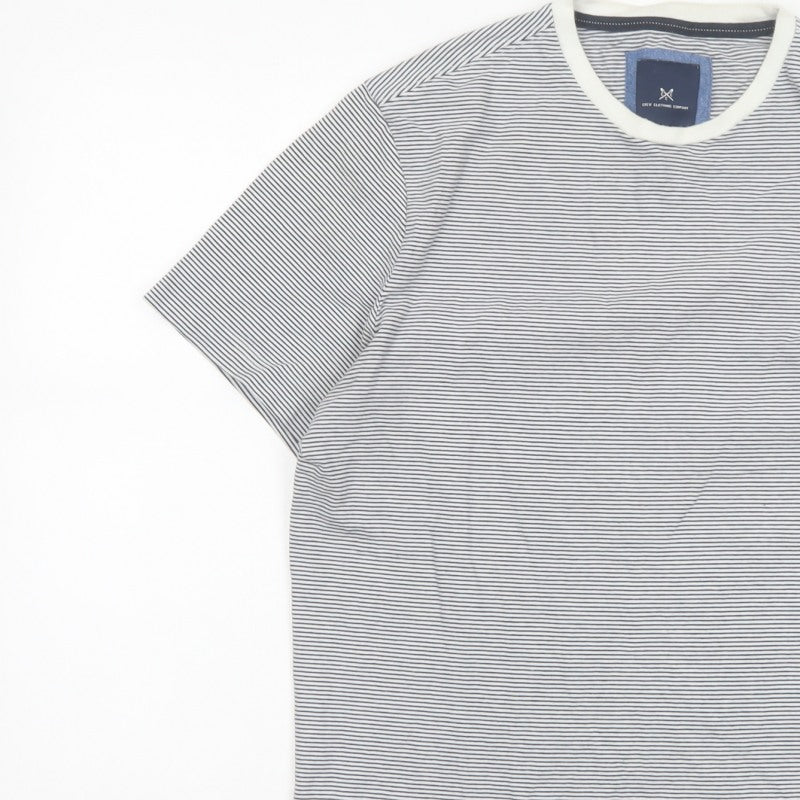 Crew Clothing Company Men’s M White Blue Stripe Cotton Crew Neck T-Shirt