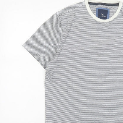 Crew Clothing Company Men’s M White Blue Stripe Cotton Crew Neck T-Shirt