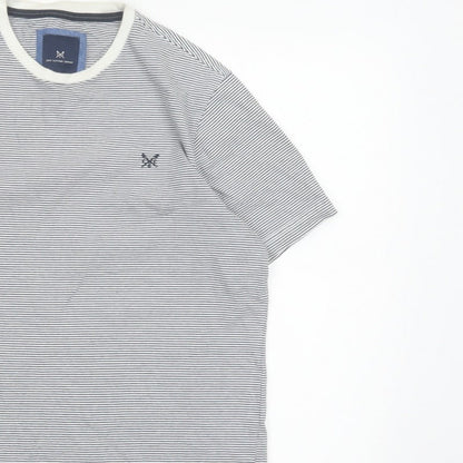 Crew Clothing Company Men’s M White Blue Stripe Cotton Crew Neck T-Shirt