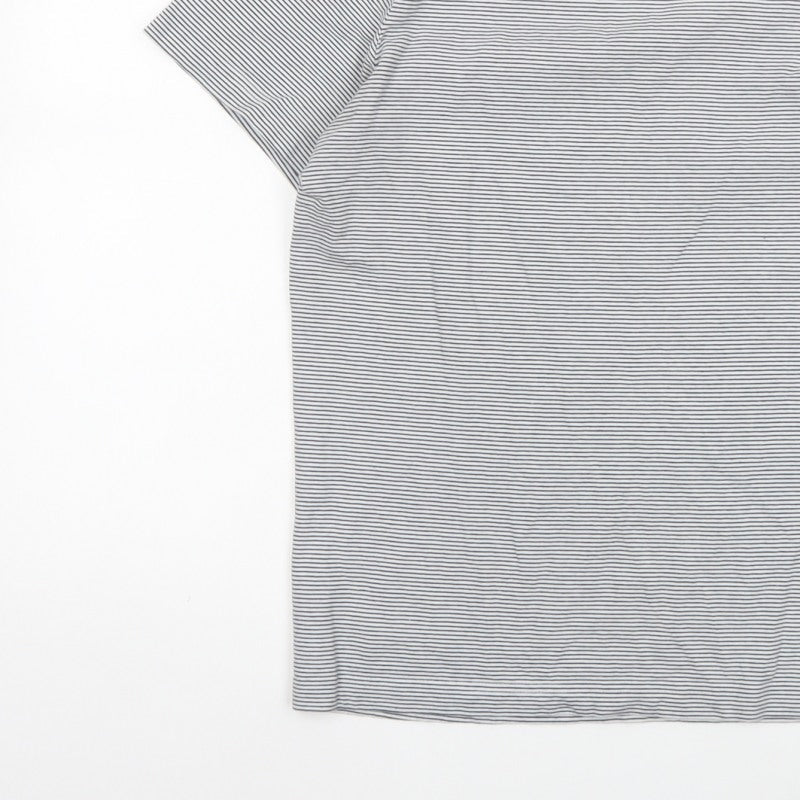 Crew Clothing Company Men’s M White Blue Stripe Cotton Crew Neck T-Shirt