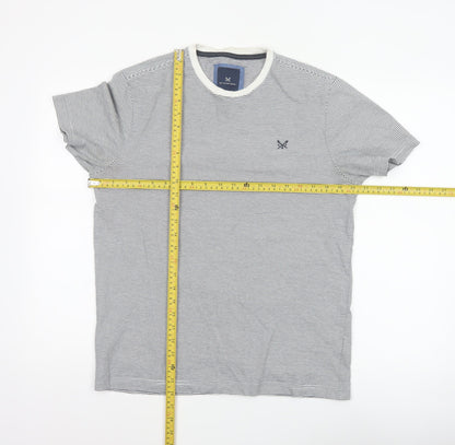 Crew Clothing Company Men’s M White Blue Stripe Cotton Crew Neck T-Shirt