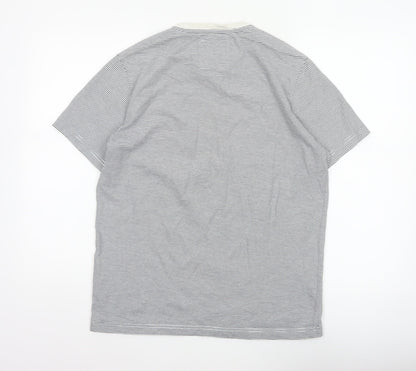 Crew Clothing Company Men’s M White Blue Stripe Cotton Crew Neck T-Shirt