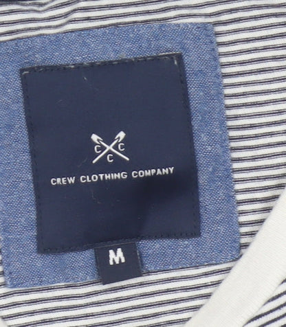 Crew Clothing Company Men’s M White Blue Stripe Cotton Crew Neck T-Shirt
