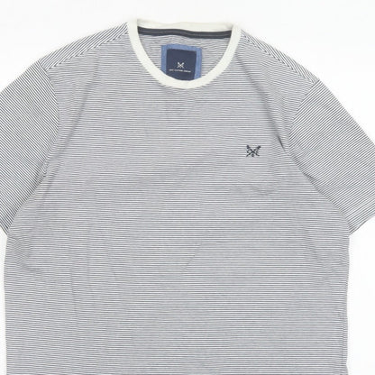 Crew Clothing Company Men’s M White Blue Stripe Cotton Crew Neck T-Shirt