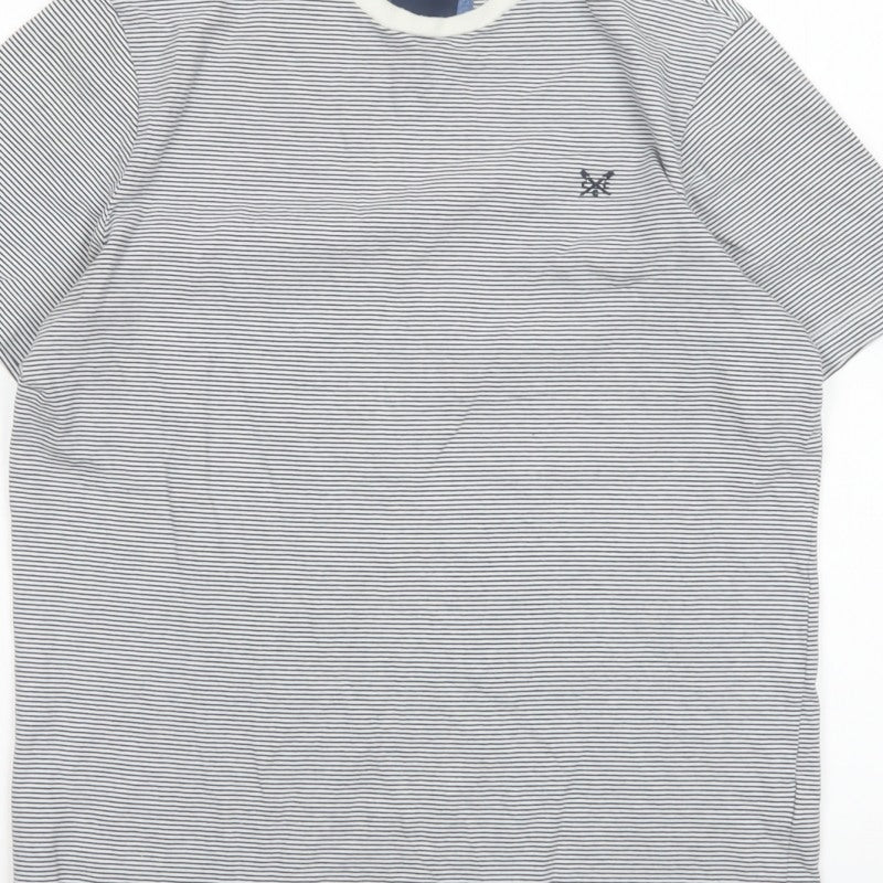 Crew Clothing Company Men’s M White Blue Stripe Cotton Crew Neck T-Shirt