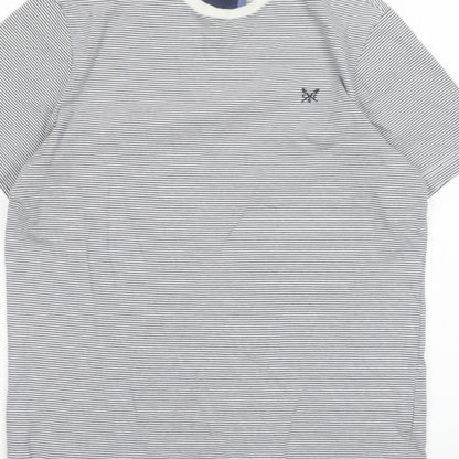 Crew Clothing Company Men’s M White Blue Stripe Cotton Crew Neck T-Shirt