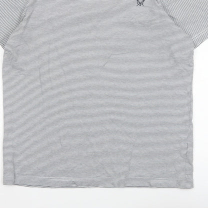 Crew Clothing Company Men’s M White Blue Stripe Cotton Crew Neck T-Shirt