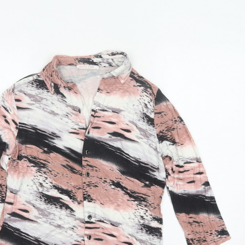 Anna Rose Women’s Multicoloured M Abstract Print Collared Button-Up Blouse