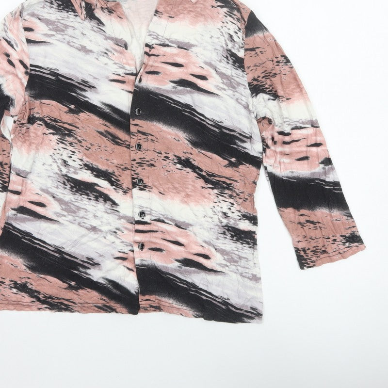 Anna Rose Women’s Multicoloured M Abstract Print Collared Button-Up Blouse