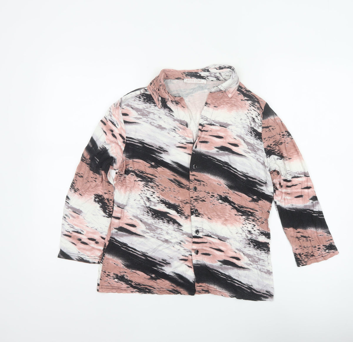 Anna Rose Women’s Multicoloured M Abstract Print Collared Button-Up Blouse