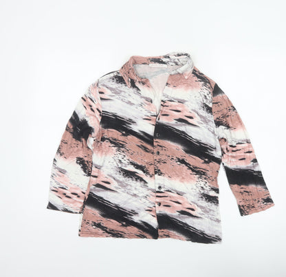 Anna Rose Women’s Multicoloured M Abstract Print Collared Button-Up Blouse