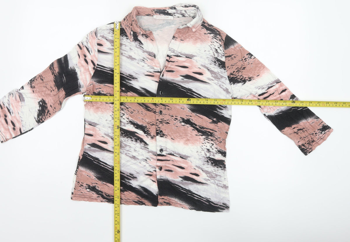 Anna Rose Women’s Multicoloured M Abstract Print Collared Button-Up Blouse
