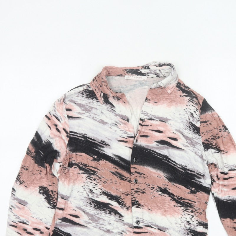 Anna Rose Women’s Multicoloured M Abstract Print Collared Button-Up Blouse