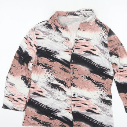 Anna Rose Women’s Multicoloured M Abstract Print Collared Button-Up Blouse