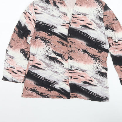 Anna Rose Women’s Multicoloured M Abstract Print Collared Button-Up Blouse