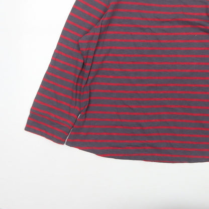 Arabella & Addison Women's Grey Red Stripe Cotton Jersey Top XL 3/4 Sleeve