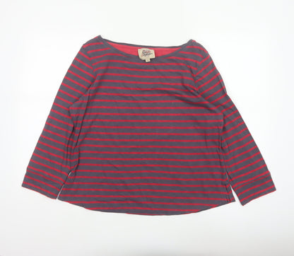 Arabella & Addison Women's Grey Red Stripe Cotton Jersey Top XL 3/4 Sleeve