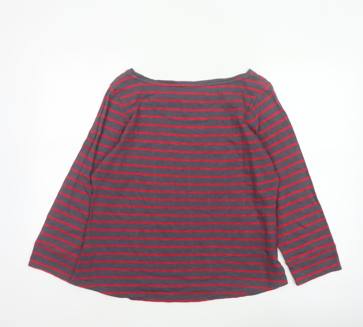 Arabella & Addison Women's Grey Red Stripe Cotton Jersey Top XL 3/4 Sleeve