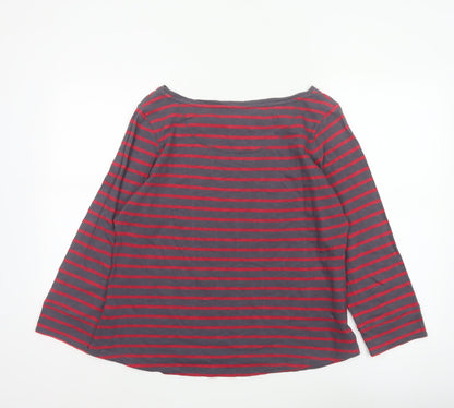 Arabella & Addison Women's Grey Red Stripe Cotton Jersey Top XL 3/4 Sleeve