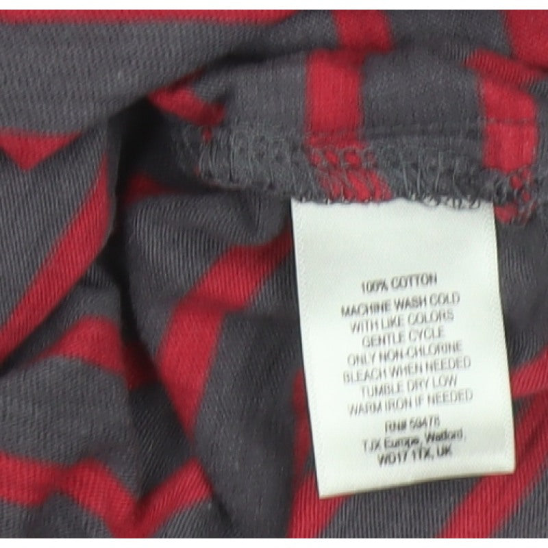 Arabella & Addison Women's Grey Red Stripe Cotton Jersey Top XL 3/4 Sleeve