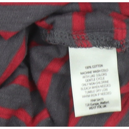 Arabella & Addison Women's Grey Red Stripe Cotton Jersey Top XL 3/4 Sleeve