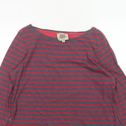 Arabella & Addison Women's Grey Red Stripe Cotton Jersey Top XL 3/4 Sleeve