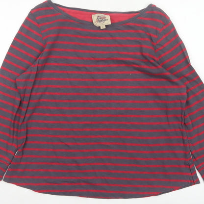 Arabella & Addison Women's Grey Red Stripe Cotton Jersey Top XL 3/4 Sleeve