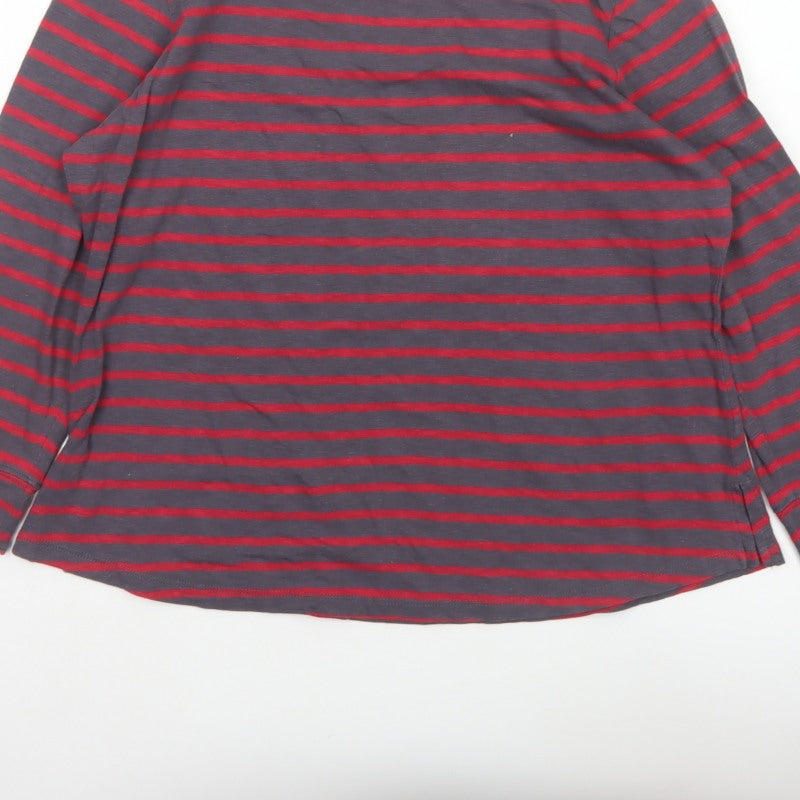 Arabella & Addison Women's Grey Red Stripe Cotton Jersey Top XL 3/4 Sleeve
