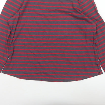 Arabella & Addison Women's Grey Red Stripe Cotton Jersey Top XL 3/4 Sleeve