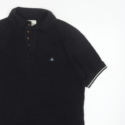 Vivienne Westwood Men’s Black 2XL Logo Embroidered Short Sleeve Polo
