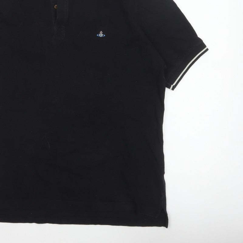 Vivienne Westwood Men’s Black 2XL Logo Embroidered Short Sleeve Polo